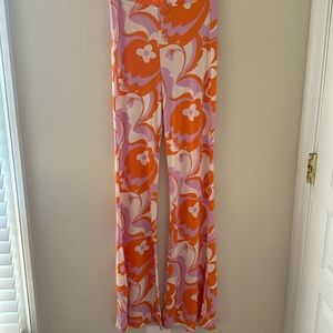 zara retro flared floral pants